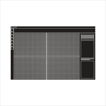 Data spreadsheet grid layout illustration with spreadsheet, analysis