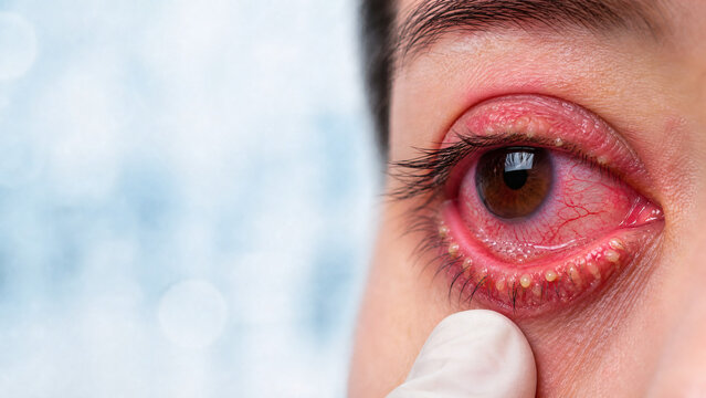 Severe Meibomian Gland Dysfunction with Inspissated Meibum Plugs, Posterior Blepharitis and Conjunctival Injection