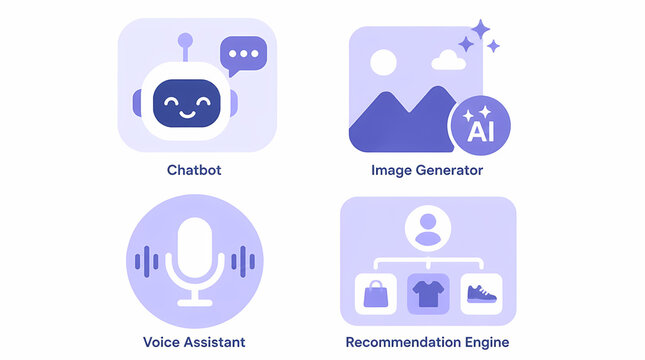 AI-powered chatbot interface with image generator, voice assistant and recommendation engine for smart digital services