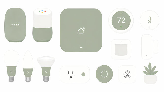 Smart Home Devices Collection for Modern Living with Integrated Lighting Control and Environmental Monitoring Systems