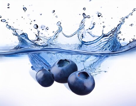 blue berry splash on white background
