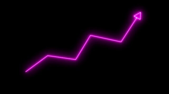 Neon business growth graph arrow animation. abstract business down to up arrow animation. Market Recovery Concept. Successful growth trend line animation.4k animation motion graphics video.