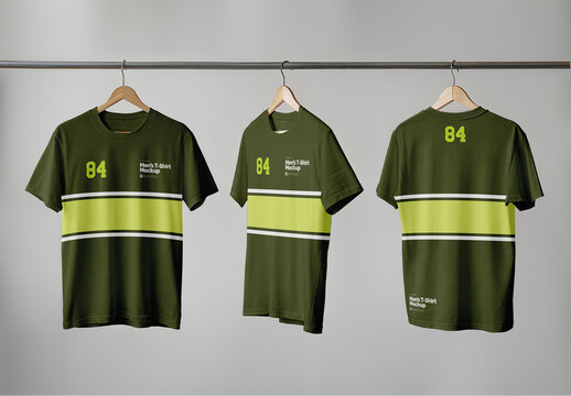 Men's T-Shirt on a Hanger Mockup Design for Print Media and Digital Marketing