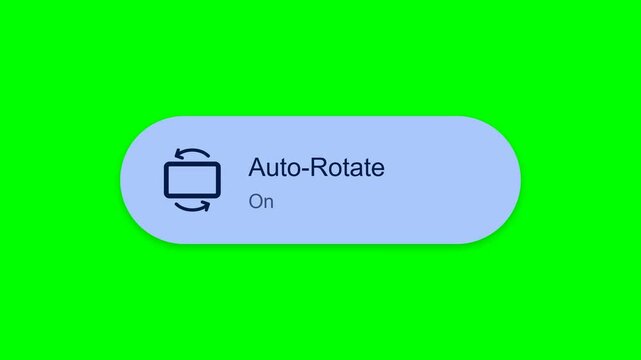 Smartphone Auto-Rotate Settings Toggle UI Animation with On and Off States on Green Screen Background