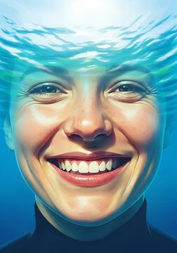 Natural smile during professional marine research at sea, reflecting dedication to ocean health and sustainable aquatic habitat preservation, ocean, smile, positive