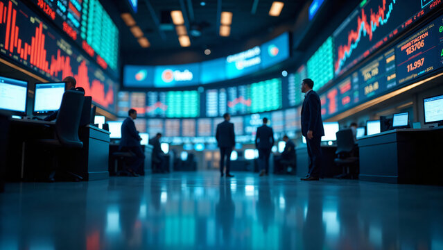 Stock Exchange Floor with Success Indicators