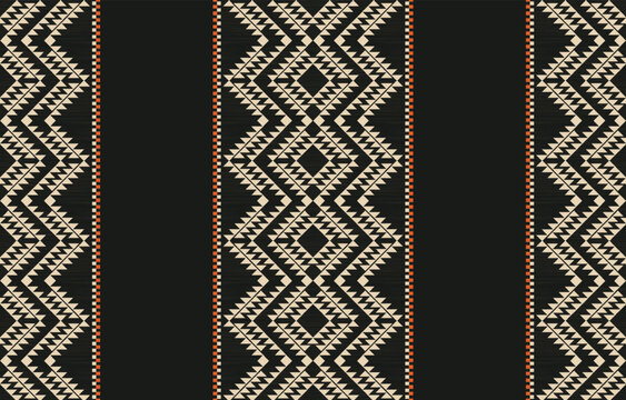 seamless geometric ethnic pattern. Dark tribal textile design with zigzag and chevron shapes for background, curtain, carpet, wallpaper, clothing, wrapping, and Batik.