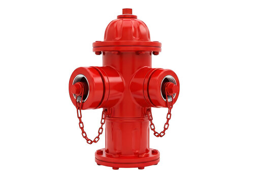 Red fire hydrant isolated on checkered background, classic municipal water access point for firefighting, emergency response equipment.