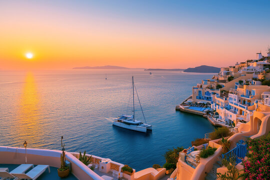 Amazing evening view of Santorini island