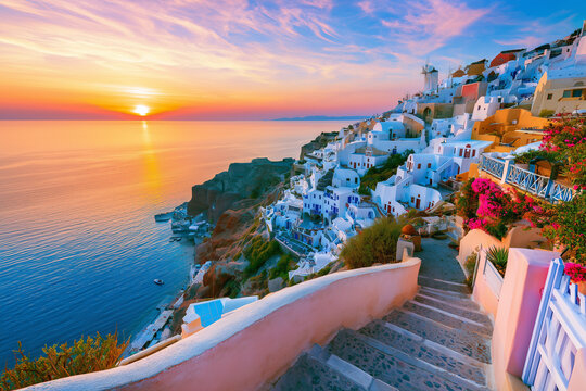 Picturesque sunset on the sea. Traveling concept background. Summer vacation 