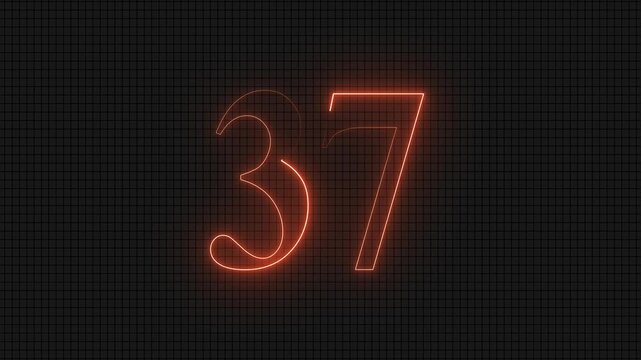 Neon Number 37 Text Animation Loop