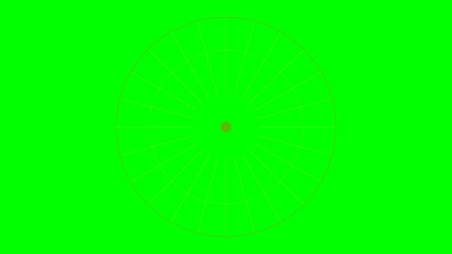 A circular geometric diagram featuring a central hexagon on green background