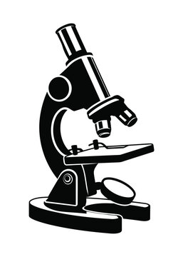 Microscope vector icon black laboratory equipment study