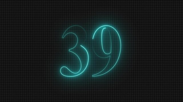 Neon Number 39 Text Animation Loop