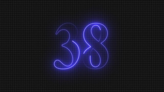 Neon Number 38 Text Animation Loop
