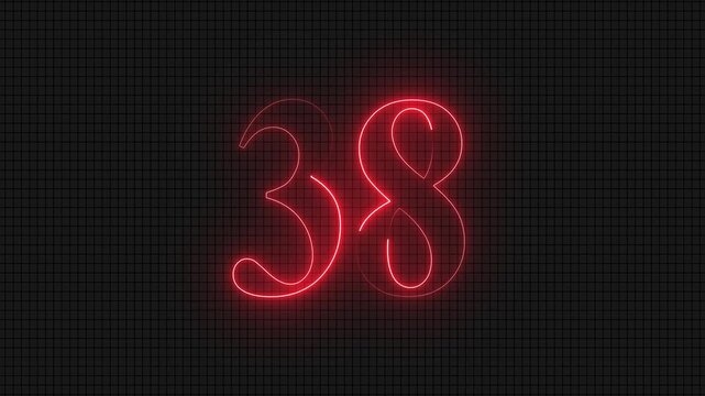 Neon Number 38 Text Animation Loop