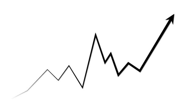 Line chart rise and sudden drop suggesting market volatility and financial decline animation