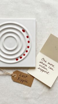 Blood Donation Symbol with Red Drops and Supportive Message Card