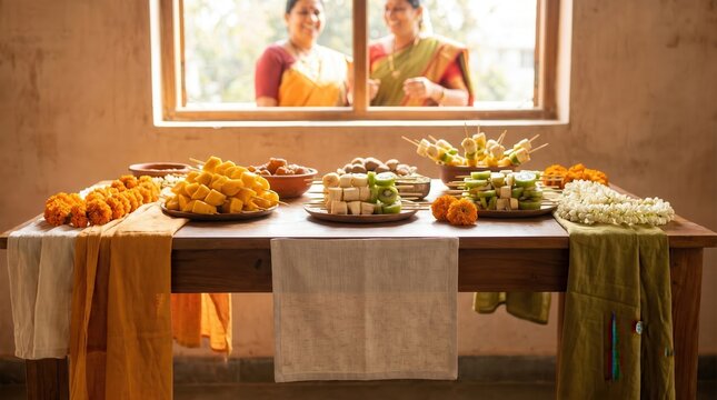 Festive Indian Food Spread for India Independence Day Celebration, with Traditional Sweets and Savory Bites