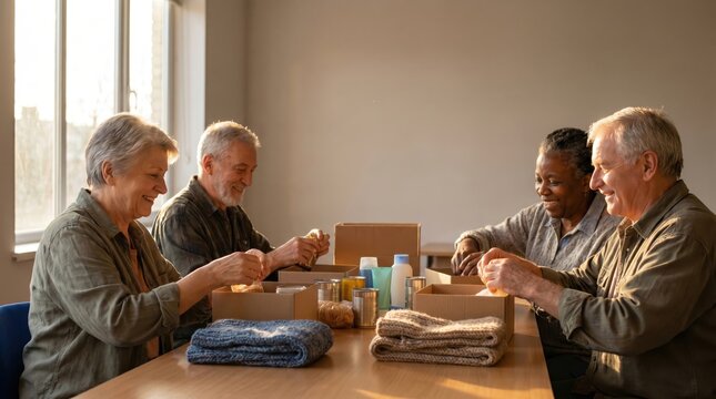 Senior Citizens Prepare Donations for Senior Citizen Day