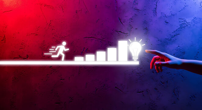Hand pressing glowing start button on digital interface for business launch or innovation concept