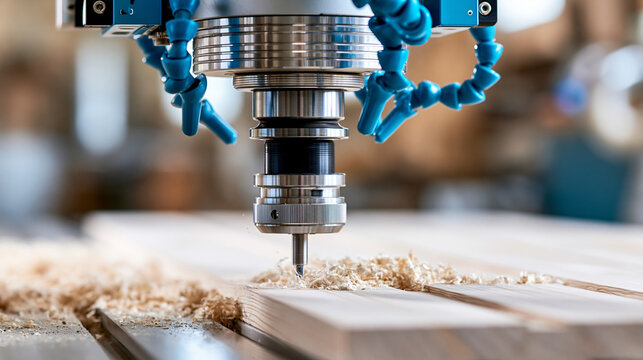 CNC woodworking machine cutting timber panels with precision milling, CNC machine, timber panels, precision milling, carpentry workshop, wood cutting, manufacturing technology,