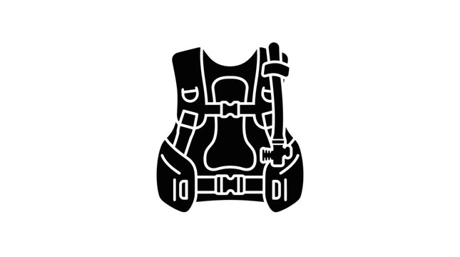 Scuba Diving BCD Vest Icon - Black and White Vector Illustration