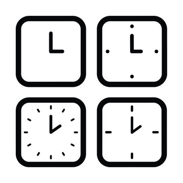 Conjunto de cuatro relojes cuadrados minimalistas con diferentes marcas horarias