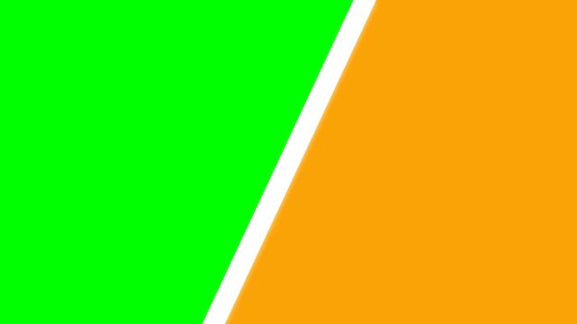 Abstract composition featuring bold diagonal bands of yellow red and green