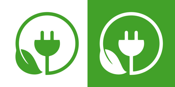 simple power with leaf logo. creative leaf energy electric logo design vector
