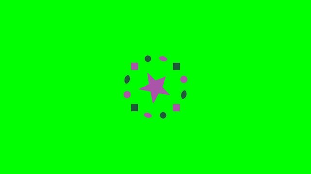 Minimalist star icon with surrounding circular elements on green background
