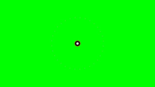 A minimalist circular dotted pattern centered on a vibrant green background