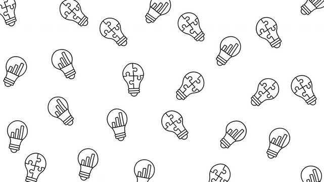 Minimalist light bulb pattern with business graph and puzzle icons for creative idea concepts