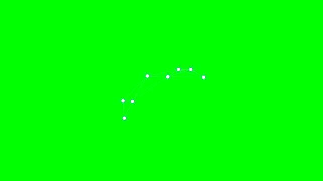 Minimalist white dot constellation pattern set against a vibrant green screen
