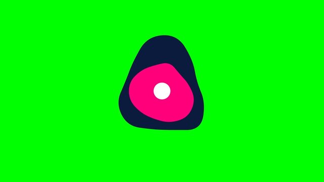 Abstract dark blue organic shape with a pink center on a green background