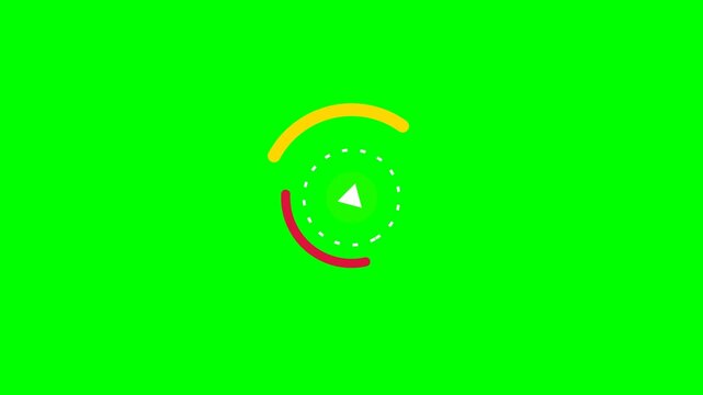 Minimalist circular play button animation graphic on a vibrant green background