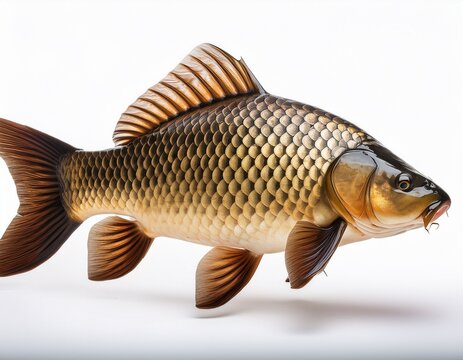 common carp with patterned scales on white