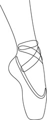 Elegant Ballet Pointe Shoe Line Art Illustration with Graceful Dancer Foot Outline © Mokshad Ali