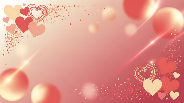 Soft pink hearts with bokeh lights and sparkles background design