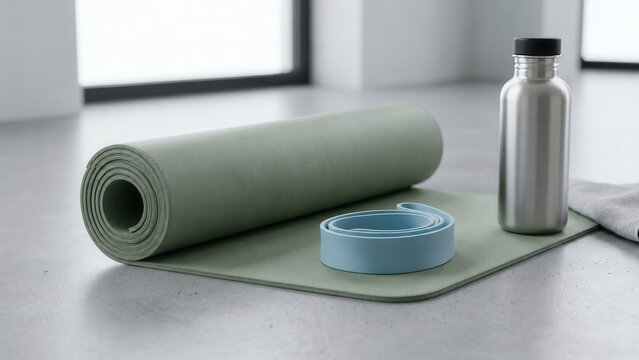 Accessori per yoga e fitness in una palestra moderna. Generative AI 