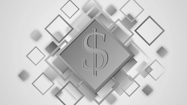 Abstract geometric background with a dollar symbol in the center representing finance money business and digital economy animation