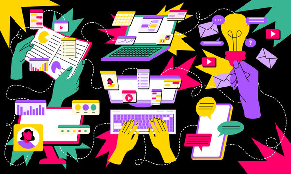 Online education icon. Digital e-learning, laptop in hand. School web app shape. Computer course, study training. Webinar graphic. Dashboards with messaging, email or video, vector garish symbol
