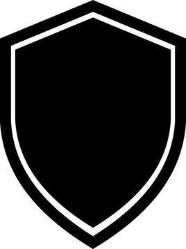 Black shield icon with a simple outline border design