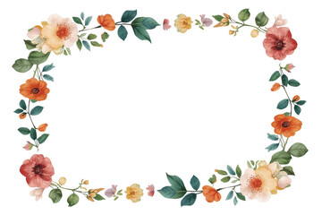 Fototapeta premium Delicate watercolor flower border frame
