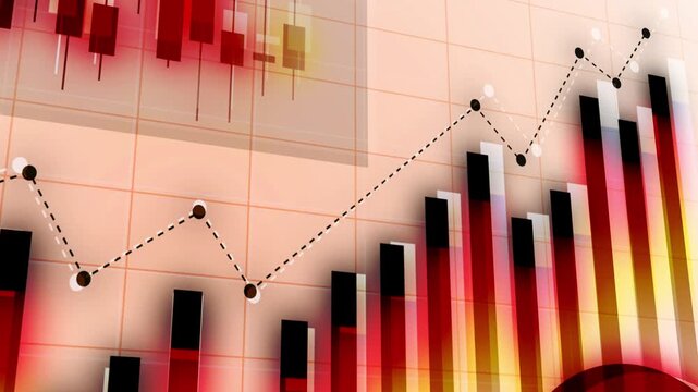 Abstract financial chart with rising bars and line graph business growth data analysis and market trends animation