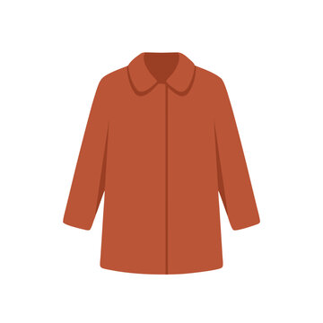 Rust Brown Turn Down Collar Overcoat Classic Female Outerwear Flat Vector Graphic for Clothing Collection