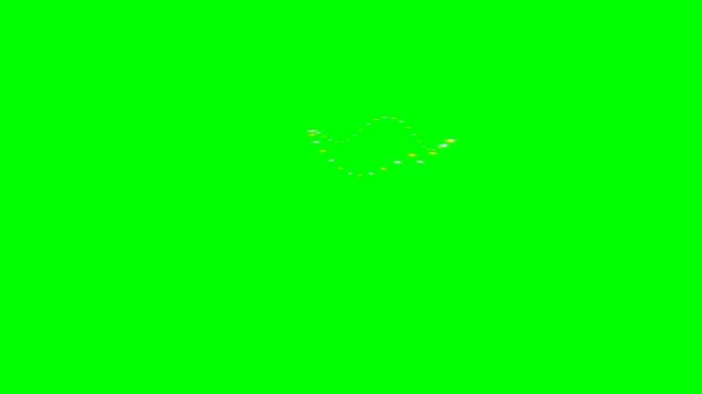 A bright yellow sparkling trail of light moving in a curved path on green
