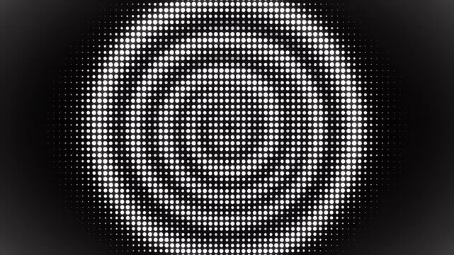 Halftone Dots Background Loops, Animated abstract technology black background random dots and grid 