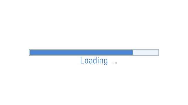 Simple loading bar and the word loading showing progress wait and system status animation
