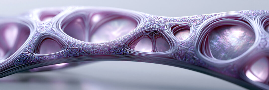 Gew&ouml;lbter Steg aus violettem Zellgewebe kr&uuml;mmt sich elegant im Licht